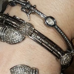 Neiman Marcus patina Stirling sliver genuine 💎diamond dome bracelet stunning 💎